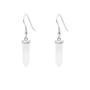 925 Sterling Silver Genuine White Quartz Dangle Drop Hook Earrings for Women