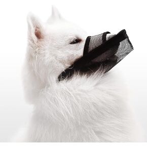 كمامة كلب من النايلون للعق العض ضد النباح، كمامة شبكية هوائية ناعمة قابلة للشرب من القماش للحيوانات الأليفة، كمامة كلب قابلة للتعديل مع حزام، مناسبة للكلاب الصغيرة والمتوسطة والكبيرة (L، أسود) in Kuwait