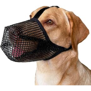Dog Mask, Soft Mesh Mask, Round Mesh Dog Mask, Comfortable and Breathable, Prevents Eating, Biting and Chewing, Adjustable Poison Bait Protective Mask Suitable for Small and Medium-Sized Dogs