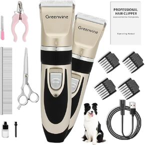 Dog Shaver Clippers,Low Noise Dog Clippers for Grooming,Pet Hair Thick & Heavy Coats Clippers Trimmers with Comb Guides Scissors Nail Sets