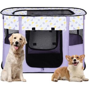 Portable Pet Playpen Dog Cat Play Pen Indoor Foldable Puppy Kitten Rabbit Crate Pen for Outdoor Travel Camping Use, with Storage Bag - M (31.5 x 23.6 x 21.6 Inch)