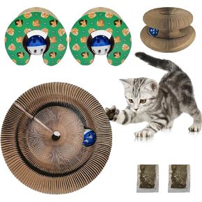 Magic Organ Cat Scratching Board, 2 Pack Cat Accordion Toy Cat Scratcher, Cat Scratching Post Cat Toy with Bell for Kitten Cats Interactive Kitten Fun Intelligence Physical Exercise Educational Toy