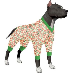 LovinPet Big Dog Pjs، بيجامة للكلاب للحماية بعد العمليات الجراحية، بذلة تغطية للكلاب، خفيفة الوزن عتيقة سعيدة 2 باقة من مطبوعات الطيور المغردة مثل سترة الكلب السفلية للكلاب، مقاس XL