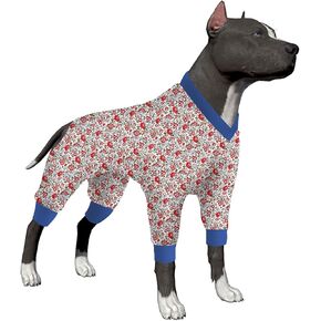 LovinPet Big Dog Pjs, Post Operative Protection Dog Pajamas, Coverage Dog Jumpsuit, Lightweight Vintage Happy 2 Bouquet Songbird Prints as Dog Sweater Bottoming for Dogs Bodysuit XL