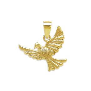 Gold Flying Dove Charm - 10 Karat Solid Gold - Dove Pendant - Bird Charm - Great For Gifts