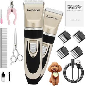 Dog Shaver Clippers Low Noise Dog Grooming Kit USB Rechargeable Pet Hair Clipper Trimmers,Shaver suitable for Small and Large Dogs Cats Animals (Gold)