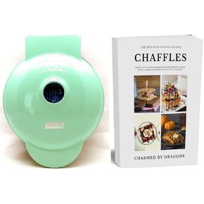 Dash MINI Waffle Iron 4" With The Best Keto Chaffle Recipe Book and Journal by Charmed By Dragons (4 Inch MINI Red)