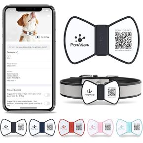 Slide On Dog Tags Personalized for Pets, NFC & QR Code Pet Tag, Bow Tie Silent Silicone Cat ID Tag - Scan Alert | Instant Location | Pet Profile | Pet APP Control (1Pack,Robin's Egg Blue)