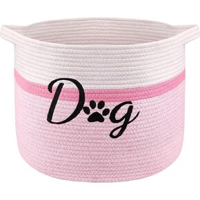 PET ARTIST Dog Toy Basket, Cotton Rope Round Woven Storage Basket with Durable Handles, Decorative Dog Toy Bin Box Large Perfect for Organizing Pet Toys Blankets Clothes Accessories, Brown