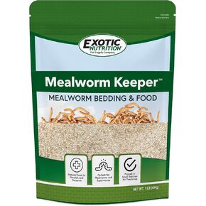 Exotic Nutrition Mealworm Keeper - Healthy Bedding & Feed for Breeding Live Feeder Mealworms… (1 lb)