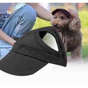 Pet Dog Sports Hat, Cat Baseball hat Pet Outdoor hat Sunbonnet Fashionable Sun hat Adjustable Stripe Summer Travel Hat with Ear Holes (M Black)
