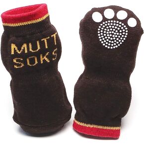 Muttluks, Muttsoks Cotton Knit Dog Socks with Non-Slip Pads - 4 Socks