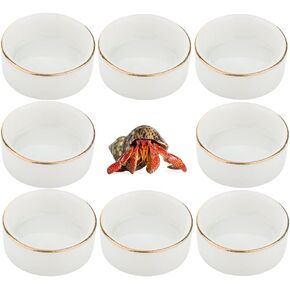 8 Pcs Hermit Crab Ceramic Water Bowl, Tarantula Mini Food Dish for Hermit Crab Tarantula Spider Millipede Tiny Bugs