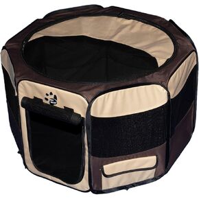 Pet Gear Travel Lite Portable Play Pen/Soft Crate with Removable Shade Top for Dogs/Cats/Rabbits, Easy-Fold + Built-in Stay Fold Band, Durable 600D Fabric, Indoor/Outdoor, 3 Sizes, Sahara, 29-Inch