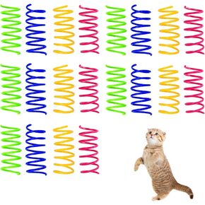 Andiker Cat Spring Toy, 12pcs 3.5 inch Spiral Cat Toy Interactive for Indoor Cat, Elastic Colorful Plastic Cat Coil Spring Toy New Upgrade Extended Large Spring Toy for Kitten Relieve Boredom