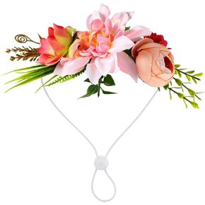 POPETPOP Wedding Ornaments Dog Flower Headband, Dog Headwear Pet Garland Handmade Flower Headband Pet Flower Leaves Natural Wreath for Dog Cats Wedding Decor Beach Ornaments