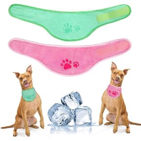 Dog Cooling Bandana,2 Pack Instant Cooling Bandanas for Dogs,Puppy Kitten Cooling Ice Scarf,Breathable Triangle Scarfs Kerchiefs Ear Covers for Small Medium Large Dogs in Hot Summer(Medium)