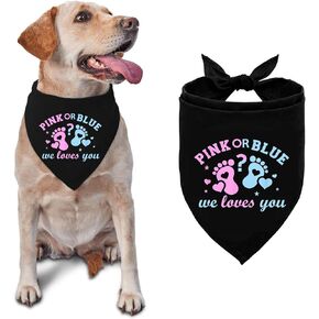 Pink or Blue? We Loves You Gender Reveal Baby Announcement Dog Bandana, Pet Scarf, Wear Photo Prop Party Accessories, Gender Reveal Ideas for Dog Lover