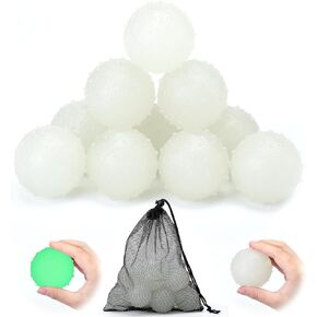 Liliful 10 Pcs Glow in The Dark Dog Toys 2.4 Inch Dog Balls Rubber Glowing Fetch Ball with Net Bag for Puppy Small Medium Dogs