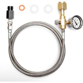 Upgraded Soda CO2 Cylinder Refill Adapter Hose Kit with Big Pressure Gauge, CGA320 to TR21-4 Soda Quick Connect Adapter for CO2 Tank Soda Water Machine, 60in, 4500 PSI
