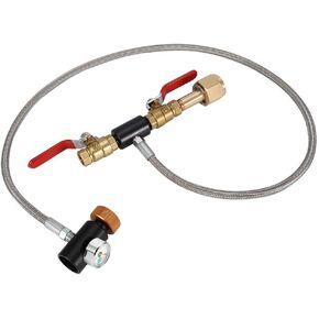 G1/2 CO2 Cylinder Refill Adapter CO2 Soda Refill Kit Fill Station Connector, 36 Inch Hose Adapter CO2 Cylinder Refill Adapter Bottle Connector with Gauge, for CO2 Filling Soda