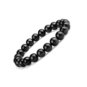 8MM Black Tourmaline Bracelet, 3A Grade Natural Chakra Crystal Jewelry | Birthstone of October, Fit 6.5" Wrist Size, Bring Luck, Peace & Love, Feng Shui Gift for Friends Familys