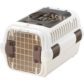 Richell: Double Door Carrier: Small Brown - Pet Transporter, Small Cats & Dogs Up to 11lbs, Attach to Car Seat Belts, Clear Top Door, Front Entry Gate