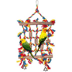 لعبة مضغ حبل شبكي لتسلق الطيور للببغاء من أجل الببغاء والكوكاتيل والمكاو والكونور فينش والكوكاتو والببغاء الرمادي الأفريقي (S-9x18 بوصة) in Kuwait