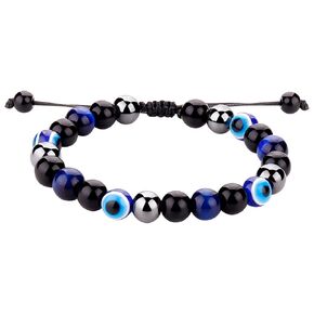 String Elastic Evil Eye Bracelet Tiger Eye Bracelet Men Clay Bead Mens Bracelet Beads Crystal Bracelet for Men Women Protection Bracelet (8MM-Yellow Tiger Eye)