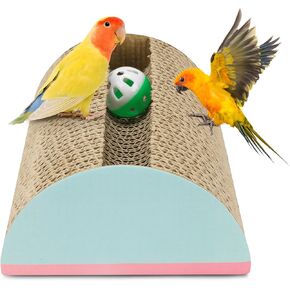 Parrot Cardboard Toy with Jingle Bells Bird Cage Perches Toy for Small to Regular Parrot Toys Bird amazon, grey parrots, Parakeets,Macaw