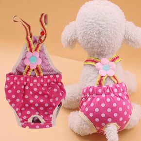 Dog Sanitary Pants, 6 Sizes Female Dog Doggy Puppy Diaper Nappy Physiological Sanitary Briefs Menstrual Suspender Underwear Pants for Small Medium Pet Dogs(XS)