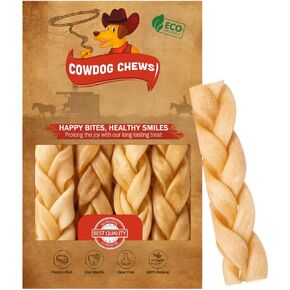 Collagen Braided Sticks 5-7" (3 Pack) - Odor-Free, All Natural Collagen Dog Chews for Healthy Joints, Skin & Coat. Best Rawhide and Bully Stick Alternative with Beefhide Goodness.