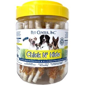 PCI Pet Center Inc Chick N’ Hide - 1 lb Container of Chicken Wrapped Rawhide Sticks