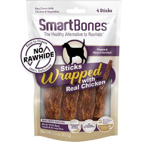 عصي SmartBones ملفوفة بالدجاج الحقيقي ولحم الضأن والأرز البني، مضغ خالي من الجلود الخام للكلاب، 4 مضغ لكل عبوة، 3.5 أونصة in Kuwait