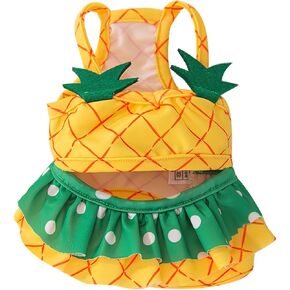 Summer Theme Cat Dog Yellow Holiday Pineapple Swimwear Bikini Clothes Beach Swimsuit Puppy Vest Bathing Suit Cute Pet Shirt Hawaiian Dresses for Small Cats Dogs Girl (M), Medium