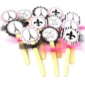 Paris Cupcake Toppers by Adore By Nat - Girl Birthday Baby Shower Bridal Wedding Party Supplies - Set of 12