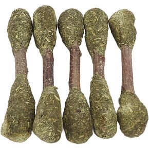5PCS Rabbit Chew Toys, Hamster Hay Sticks Alfalfa Grass Rich in Multivitamins Teeth Grinding Interactive Small Animals Treat for Chinchilla Guinea Pig Hamster Rabbit Gerbil