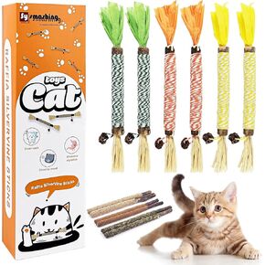 12pcs Silvervine Cat Toys,Raffia Silvervine Sticks for cats, Catnip Cat Chew Toys Teeth Cleaning,Edible Kitty Toys