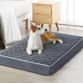 WNPETHOME Orthopedic Dog Beds for Large Dogs, Extra Large Waterproof Dog Crate Bed with Removable Washable Cover & Anti-Slip Bottom, Multi-Needle Quilting XXL Dog Bed for Crate (Grey 47x29x3.5 inch)