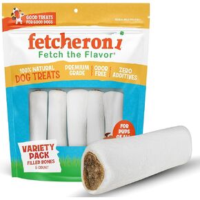 Stuffed Dog Bone - Dog Treat Filled with Flavor for Your Dog - Great for Dog Treat or Training - Long Lasting Dog Chew. (3 to 4 Inches, Variety Pack)