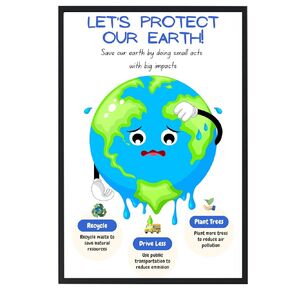 Save the Earth Art Poster. Environment Environmental Art Print Environmental Awareness for Kids, Save the Earth Print, Motivational Poster, Earth Day Eco Activist Art - 11x17 in. LAMINATED - No Frame