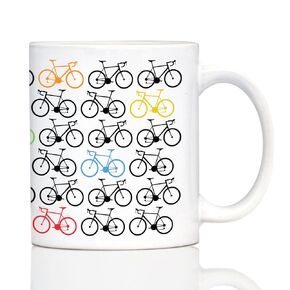 Bicycle Coffee Mug - Unique Road Biking Themed Decor and Gifts for Cyclists - Large 15oz White Ceramic Mug