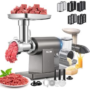 Meat Grinder Electric 3200W Meat Mincer Chopper Machine Multifunctional with Cutting Blade 3 Grinding Plates 3 Sausage Stuffers Kubbe Kit Juicer Cheese Grater Veggie Shredder