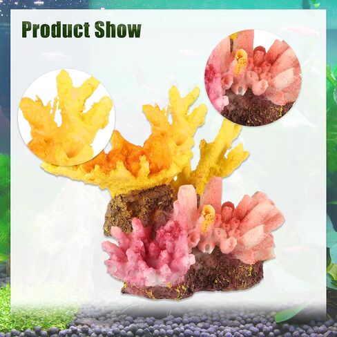 ديكور الشعاب المرجانية لحوض السمك، ديكور الشعاب المرجانية الاصطناعية، زخارف زينة مرجانية من الراتنج، لإكسسوارات تزيين خزان الأسماك الذهبية، 3.74 بوصة × 2.95 بوصة × 3.15 بوصة، برتقالي وردي in Saudi Arabia