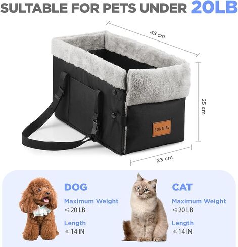 Center Console Dog Car Seat for Small Dogs,Small Dog Car Booster Seat for Car Washable Foldable Puppy Car Seat with Safe Protection Hooks Adjustable Straps and Storage Pocket Pet Up to 20lbs in Saudi Arabia