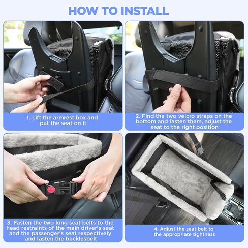 Center Console Dog Car Seat for Small Dogs,Small Dog Car Booster Seat for Car Washable Foldable Puppy Car Seat with Safe Protection Hooks Adjustable Straps and Storage Pocket Pet Up to 20lbs in Saudi Arabia