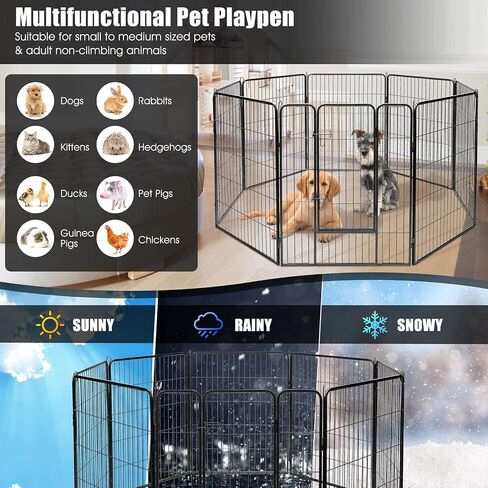 PETSITE Foldable Metal Dog Playpen, 8 Panel 48/40 in Tall Pet Exercise Pen, Indoor Outdoor Dog Fence with Door for Puppy, Cat, Rabbit, Small Animals (48in) in Saudi Arabia