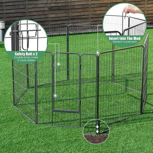 PETSITE Foldable Metal Dog Playpen, 8 Panel 48/40 in Tall Pet Exercise Pen, Indoor Outdoor Dog Fence with Door for Puppy, Cat, Rabbit, Small Animals (48in) in Saudi Arabia