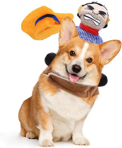 Funny Cowboy Rider Dog Costume - Humorous Pet Outfit with Doll Rider for Small to Large Sized Dogs, Horse Riding Designed Halloween Costumes Party Supplies Cosplay Apparel Accessories (Small) in Saudi Arabia