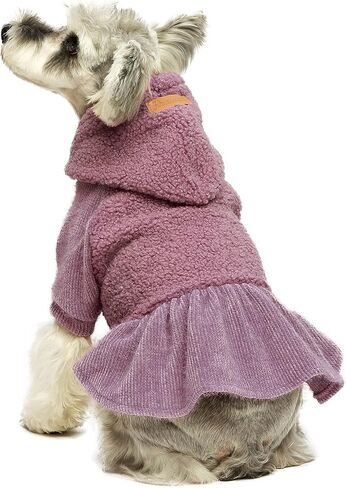 ملابس شتوية للكلاب من Fitwarm Fuzzy Sherpa، فساتين بقلنسوة للكلاب، تنورة حرارية، فستان للفتيات للكلب، سترة سميكة، ملابس الجرو، معطف للقطط، ملابس للقطط، أرجواني لافندر، X-Small in Kuwait